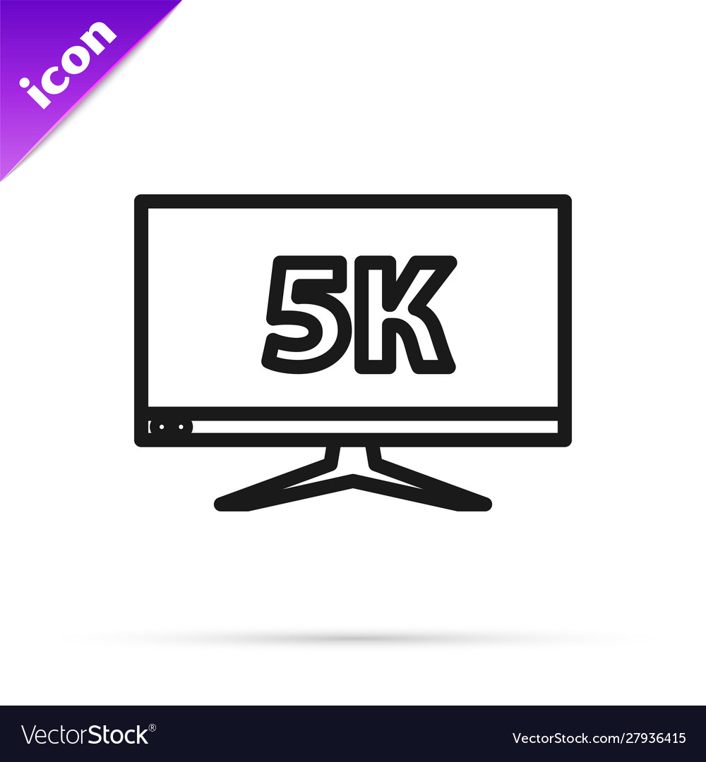 Black line computer pc monitor display with 5k vector image Black line computer pc monitor display with 5k