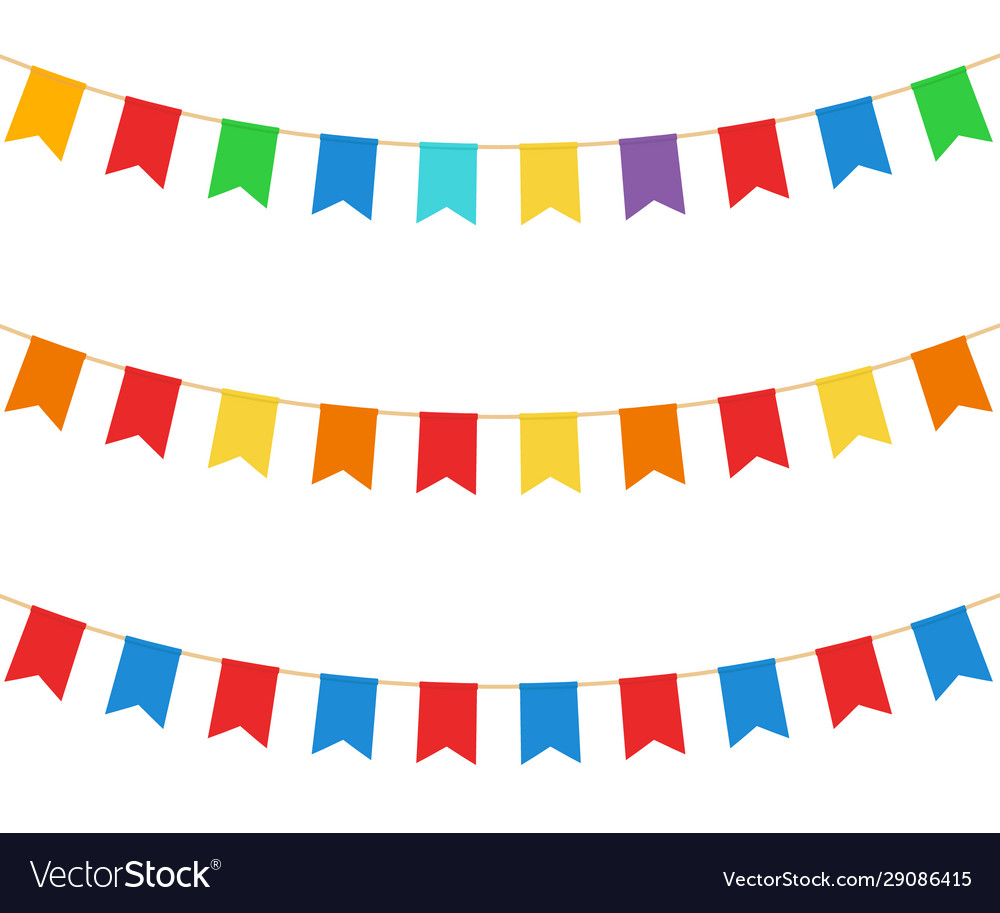 Celebration flags on white Royalty Free Vector Image