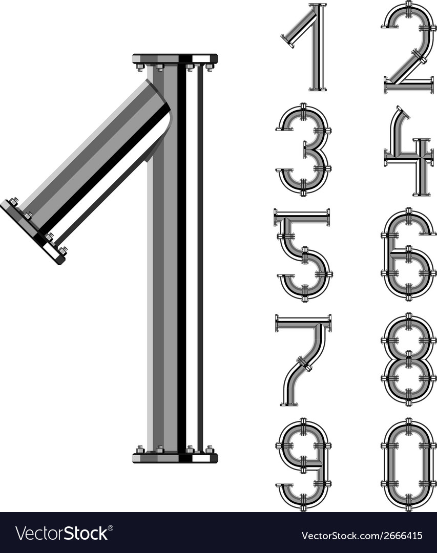 Chrome Pipe Number Alphabet Set