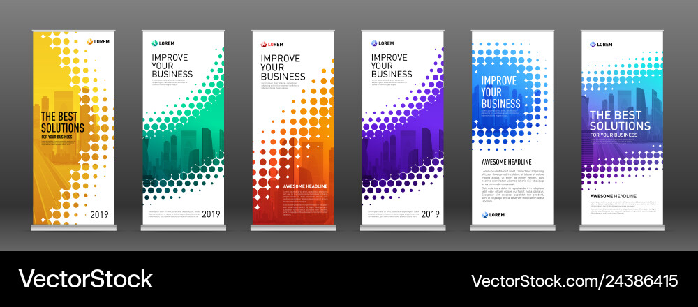 Construction Roll Up Banners Design Templates Set Vector Image