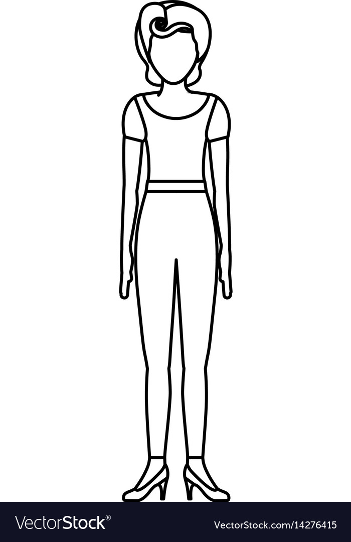 Fashion model. Sketch. Vector illustration. Girl in the shirt and pants  Stock Vector