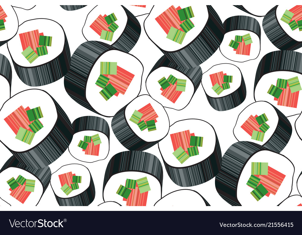 Decorative sushi roll seamless pattern