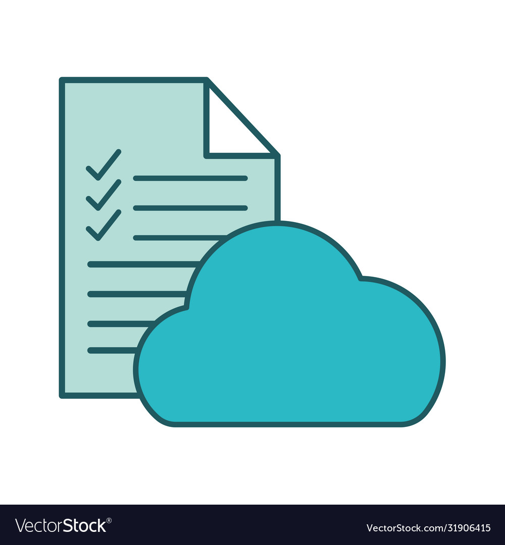 Document with check marks and cloud computing line