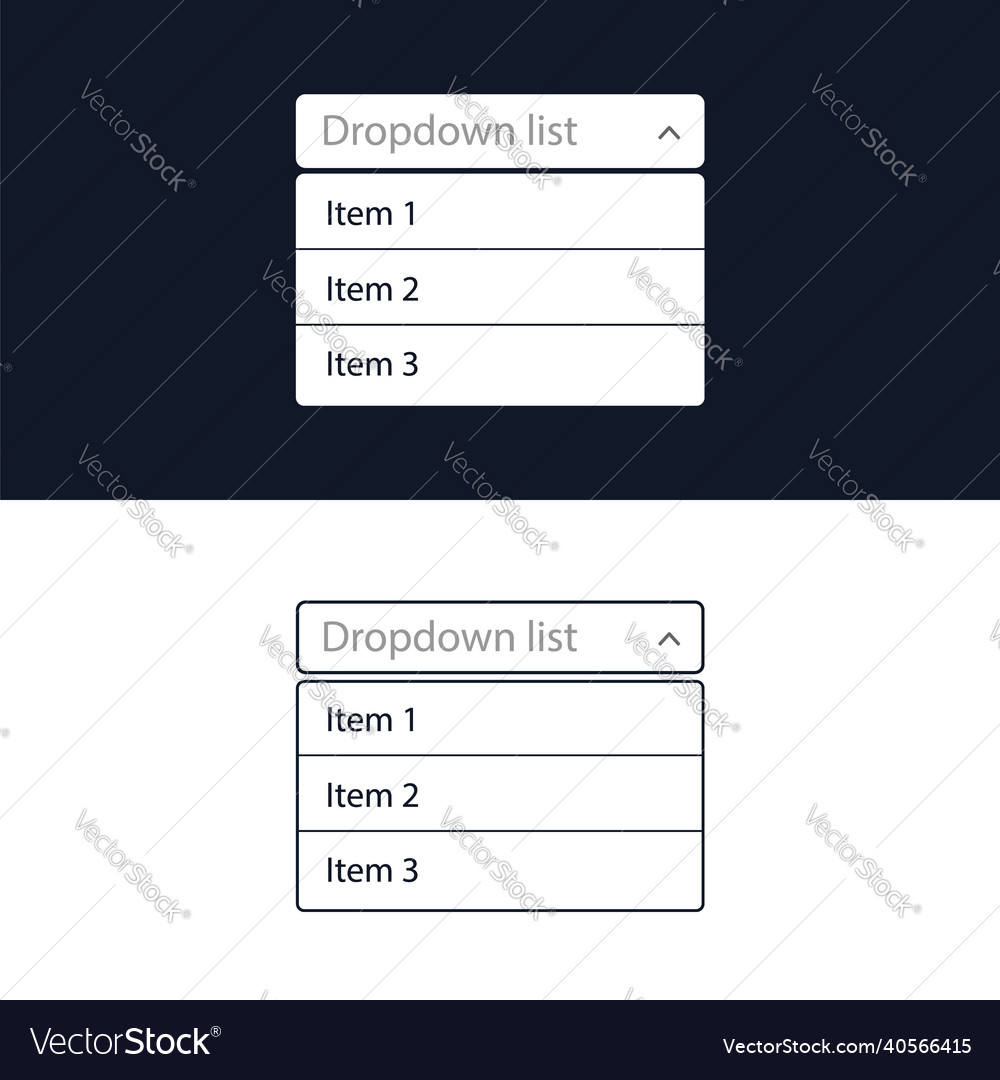 Dropdown-Liste mit Menüpunkten für die Website vector image Dropdown-Liste mit Menüpunkten für die Website