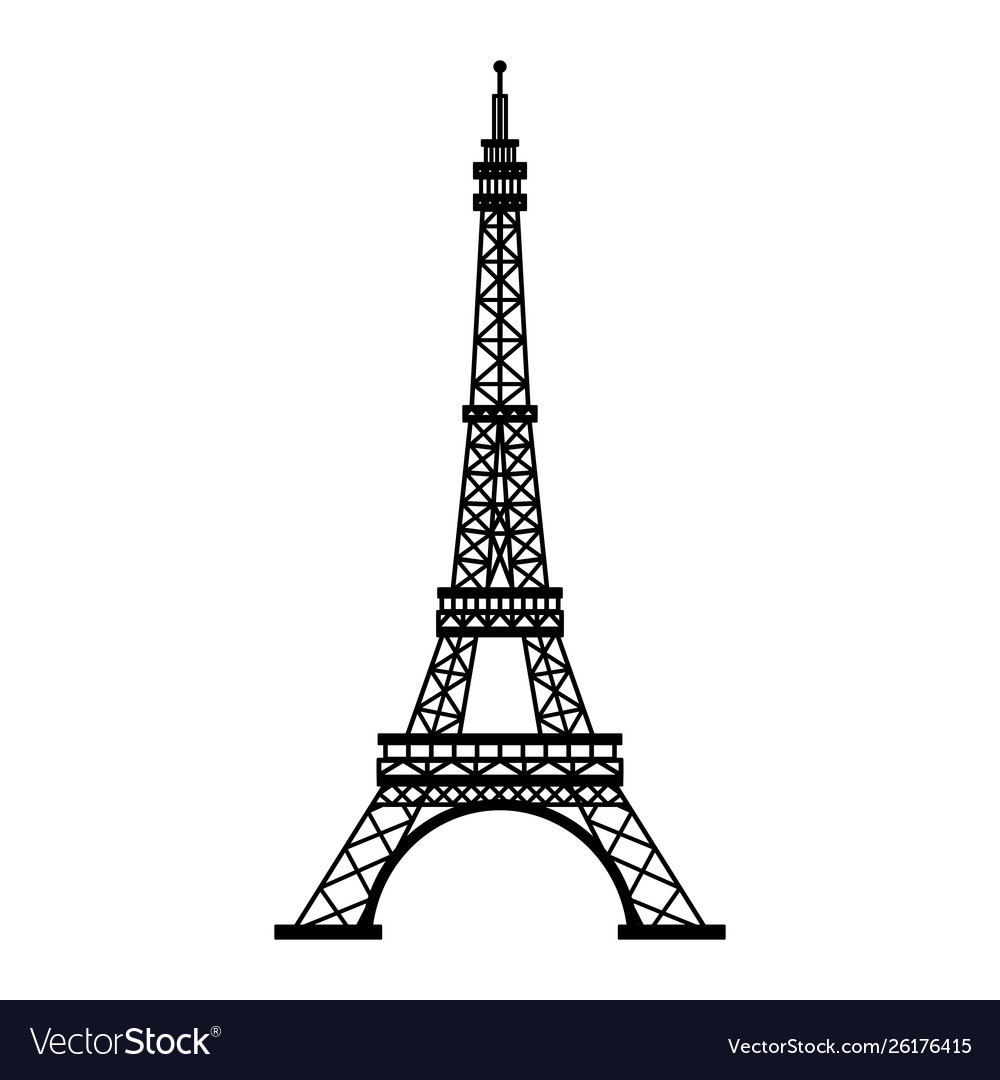 Eiffel tower paris monument isolated in black Vector Image