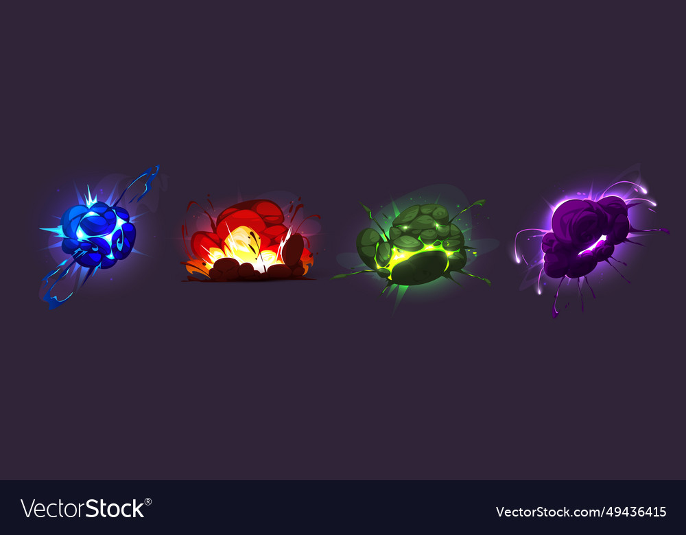 Explosion boom effects set isolated on background Vector Image