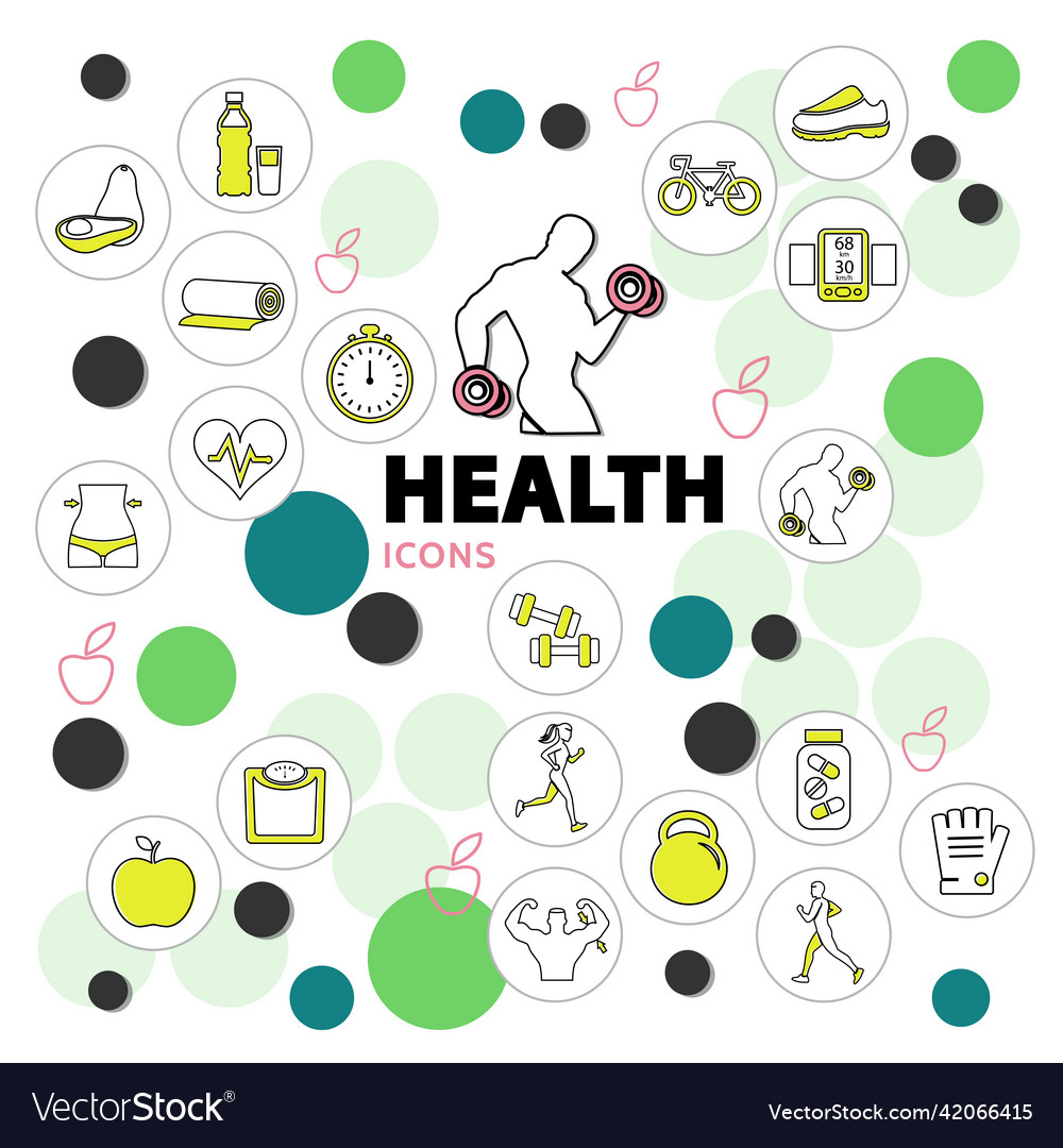 Health line icons set Royalty Free Vector Image