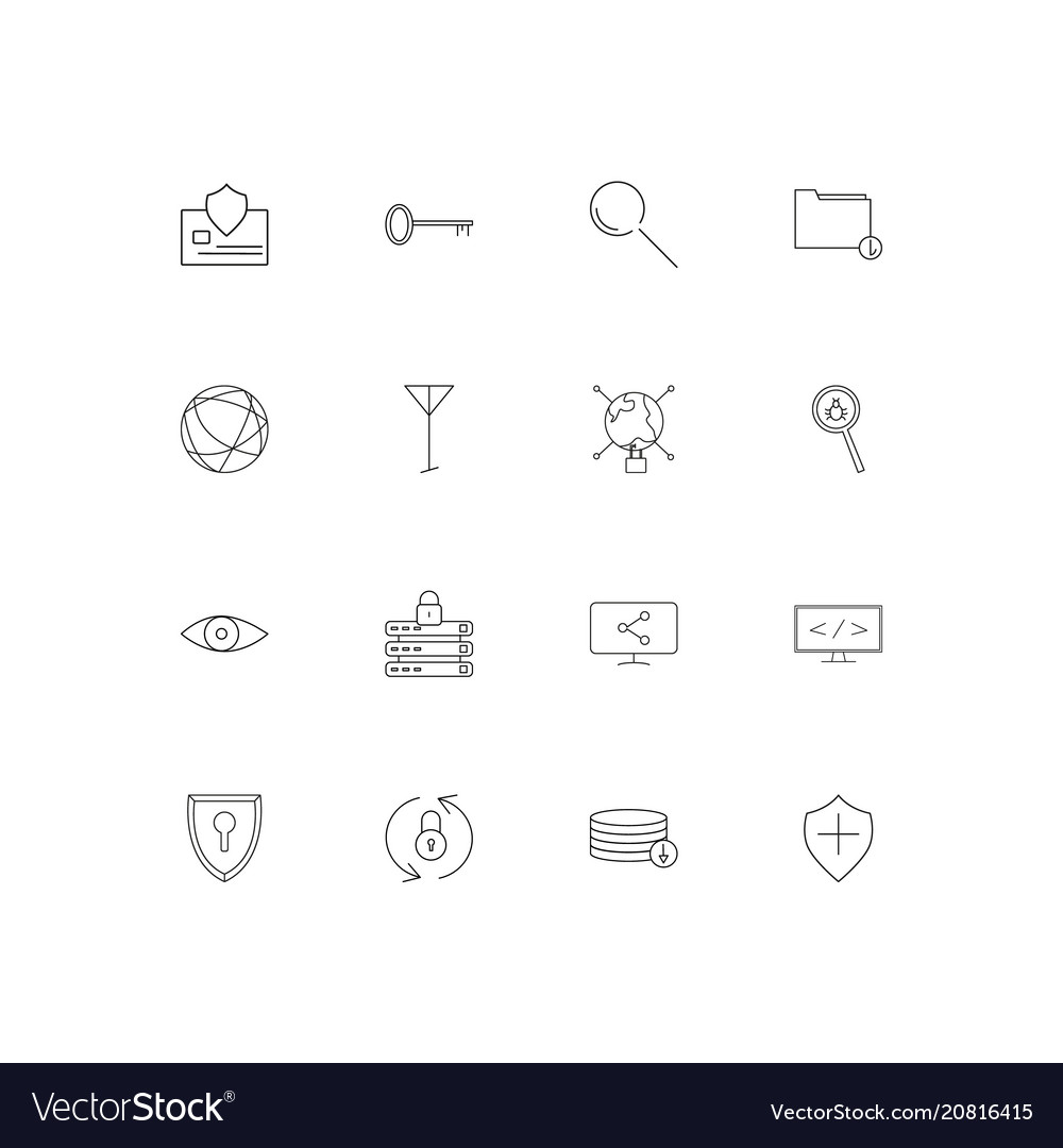 Internet Sicherheit lineare dünne Symbole gesetzt umrissen