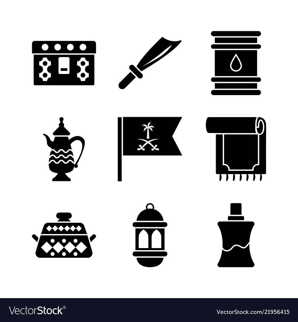 Old Traditional Heritage Icons Set Royalty Free Vector Image