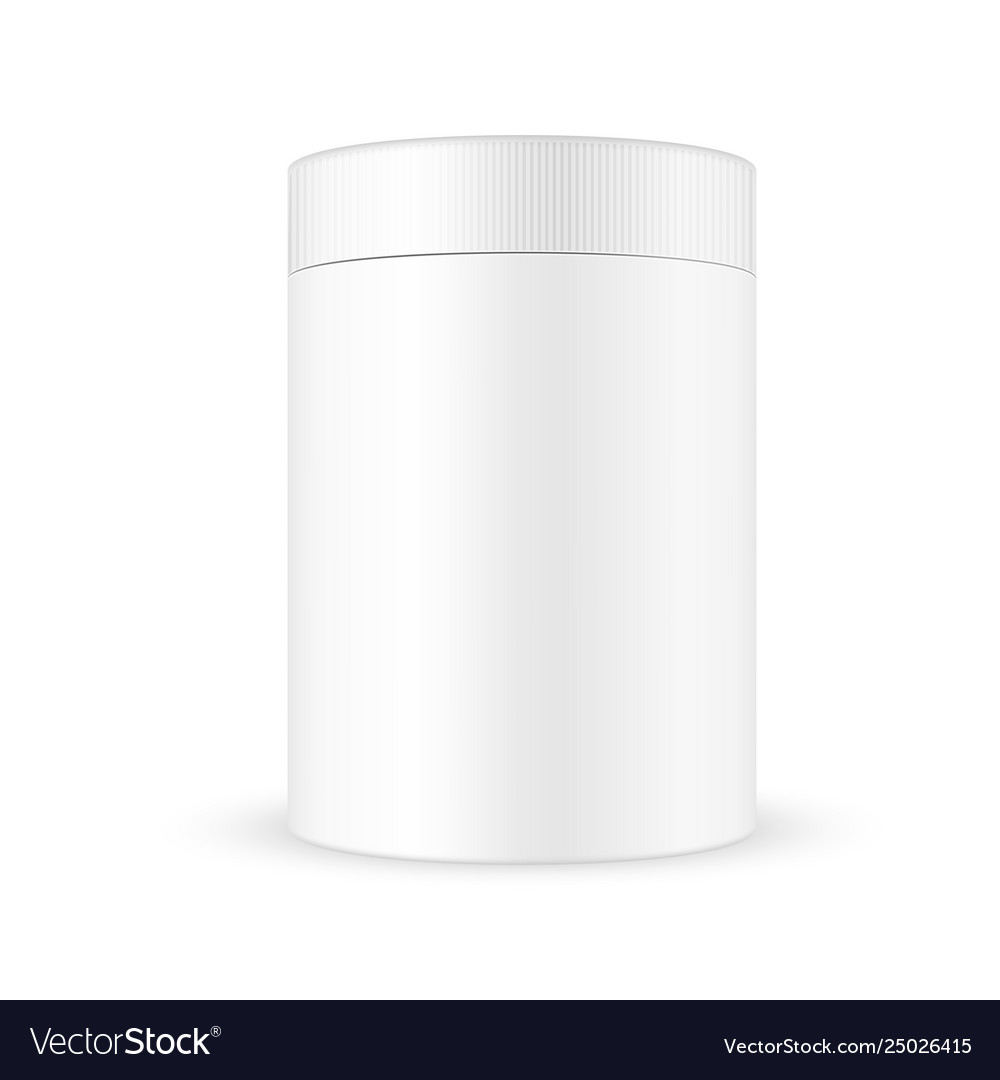Packaging white wide round container with ribbed Vector Image