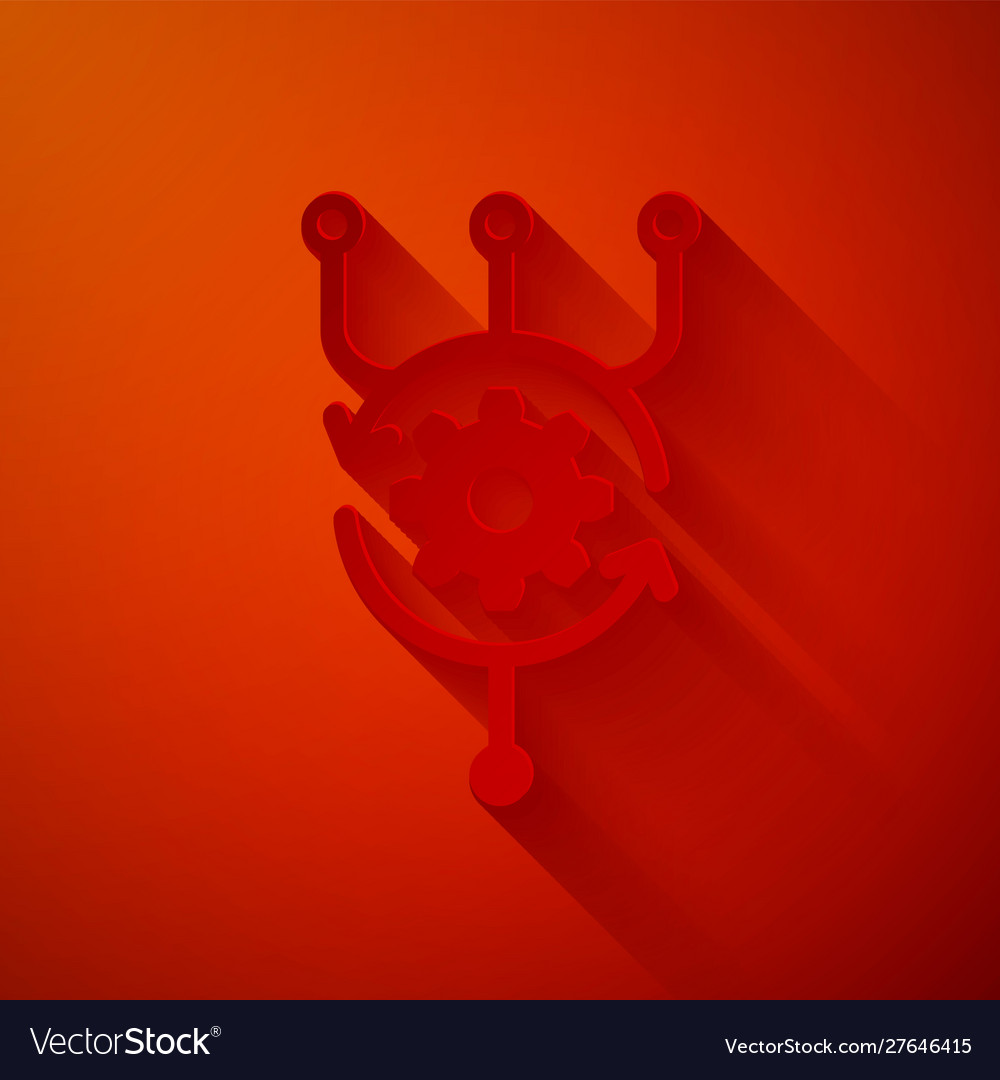 Papier schneiden Algorithmus-Symbol isoliert auf rot vector image Papier schneiden Algorithmus-Symbol isoliert auf rot