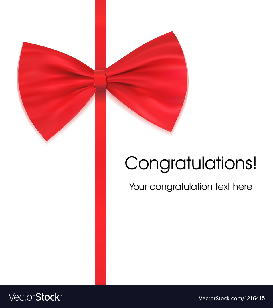Red bow on ribbon with sample text