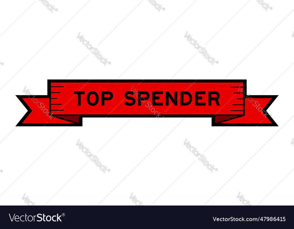 Ribbon label banner with word top spender in red