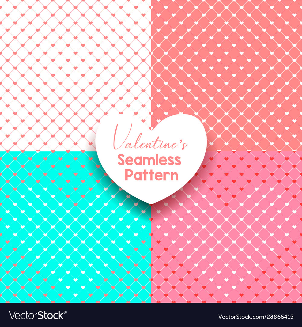 Set abstract heart seamless pattern background Vector Image Set abstract heart seamless pattern background