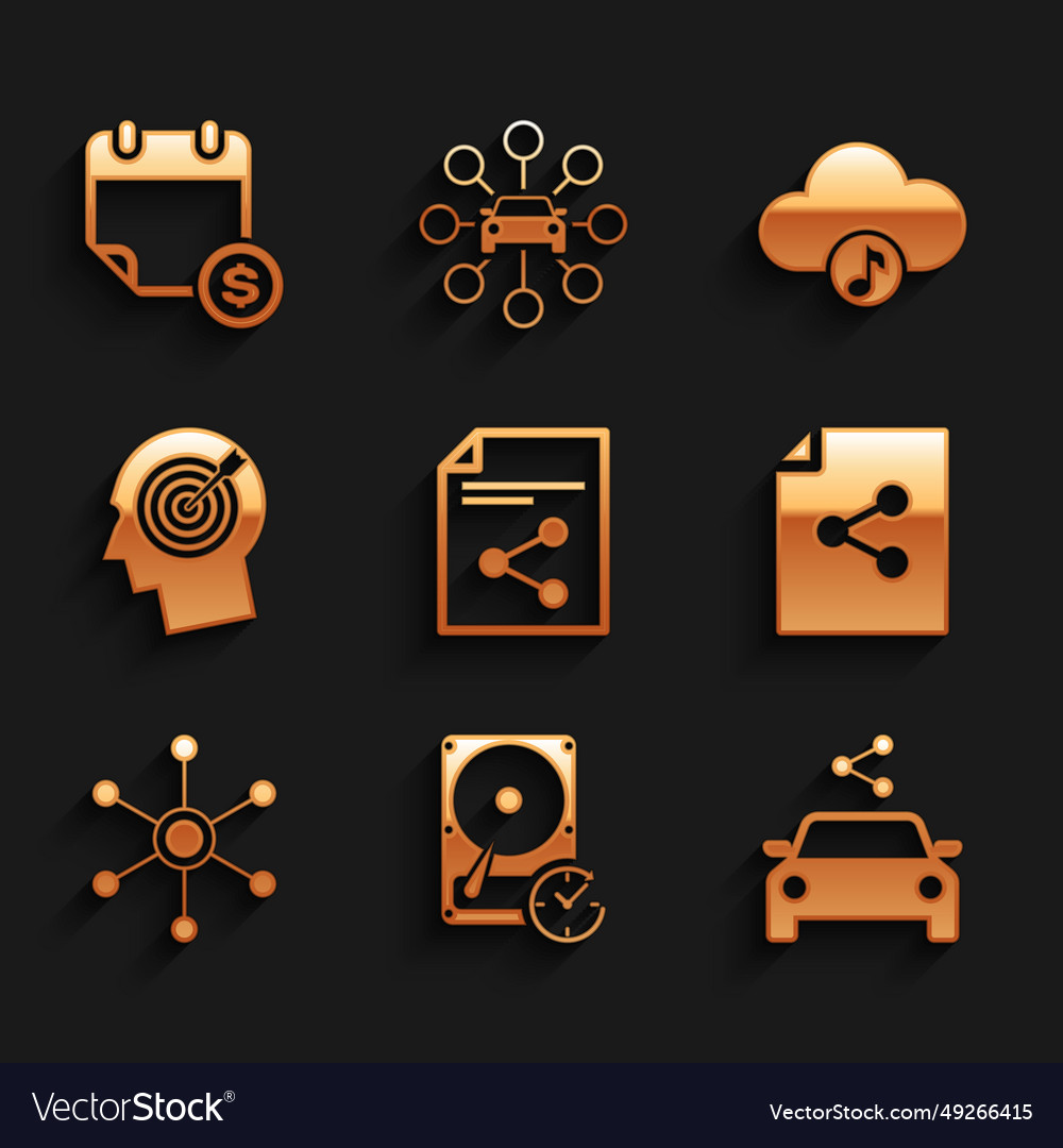Set share file hard disk drive with clockwise car Vector Image Set share file hard disk drive with clockwise car
