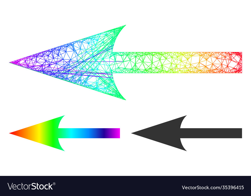 Spectral hatched gradient sharp arrow left icon vector image Spectral hatched gradient sharp arrow left icon