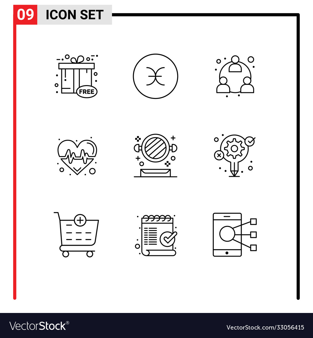 Stock icon pack 9 line signs and symbols