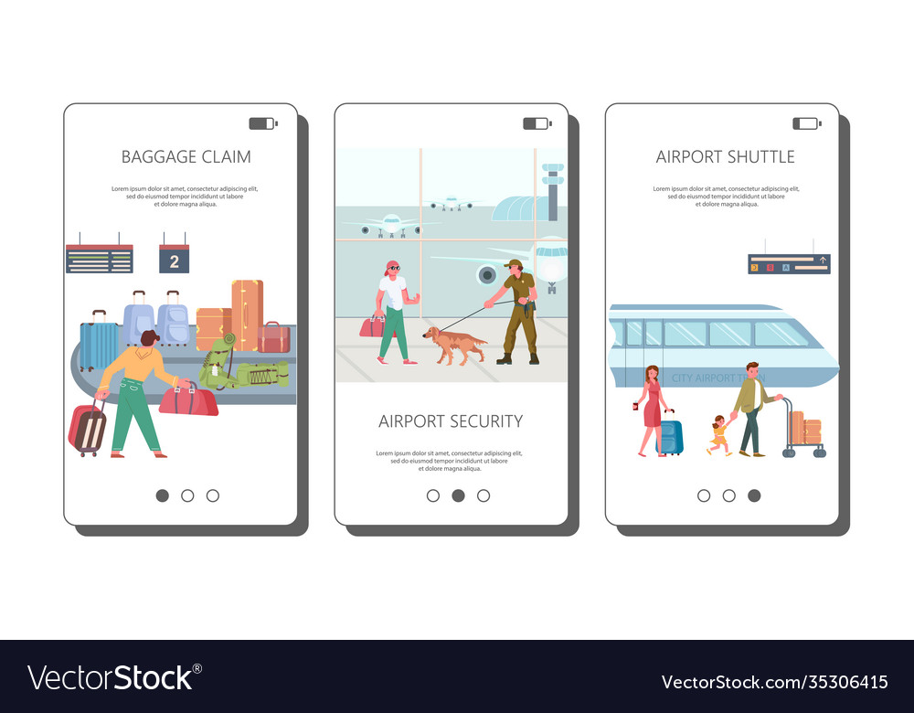 Touch screen for different airport scenes vector image Touch screen for different airport scenes