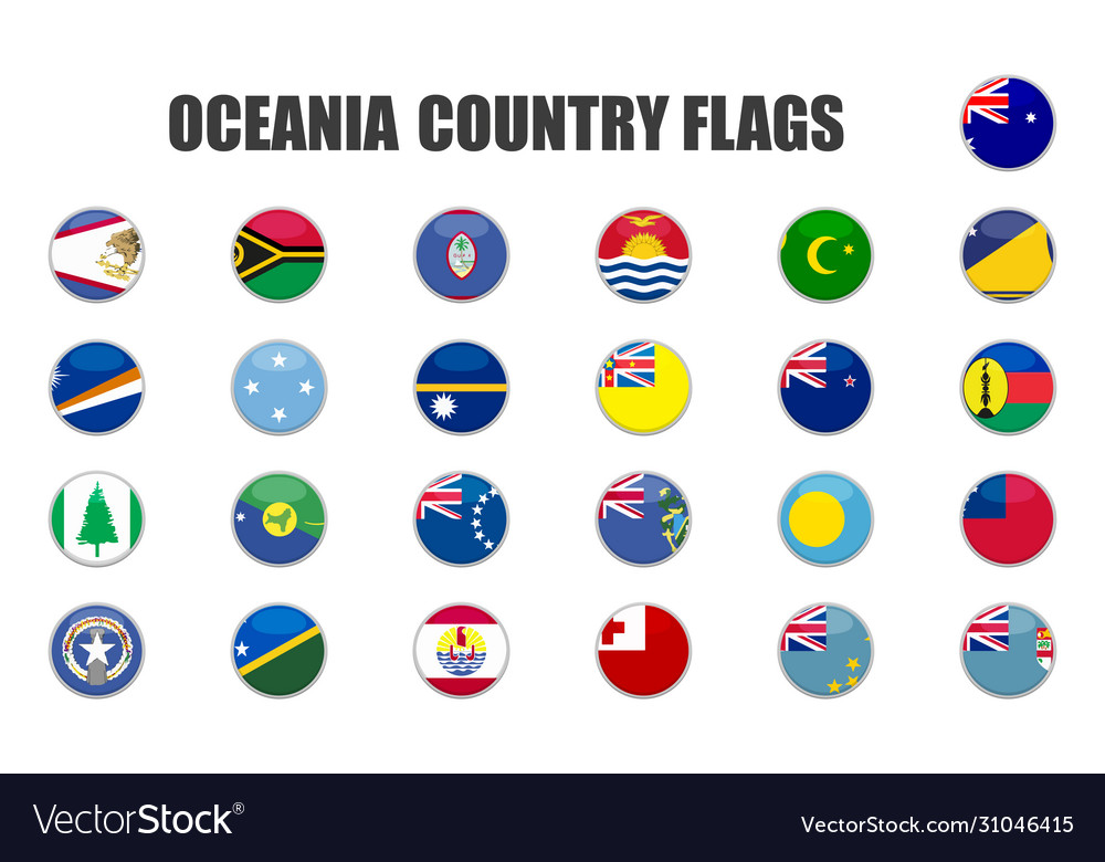 Web buttons with oceania country flags flat Vector Image Web buttons with oceania country flags flat