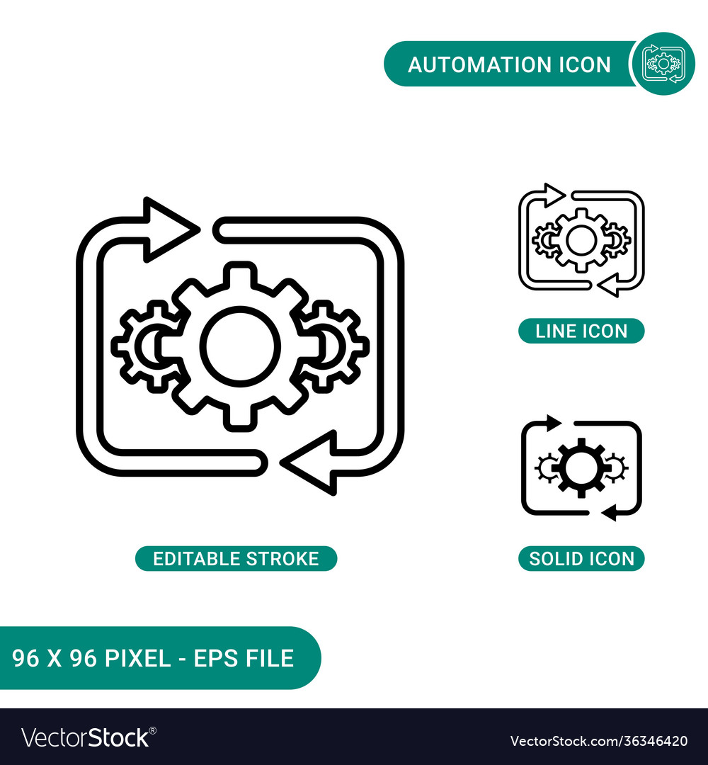 Automation icons set with solid icon line style Vector Image