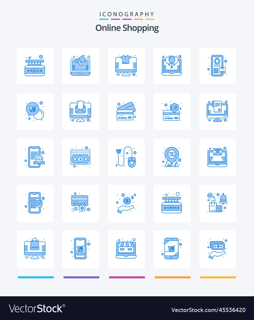 Creative online shopping 25 blue icon pack