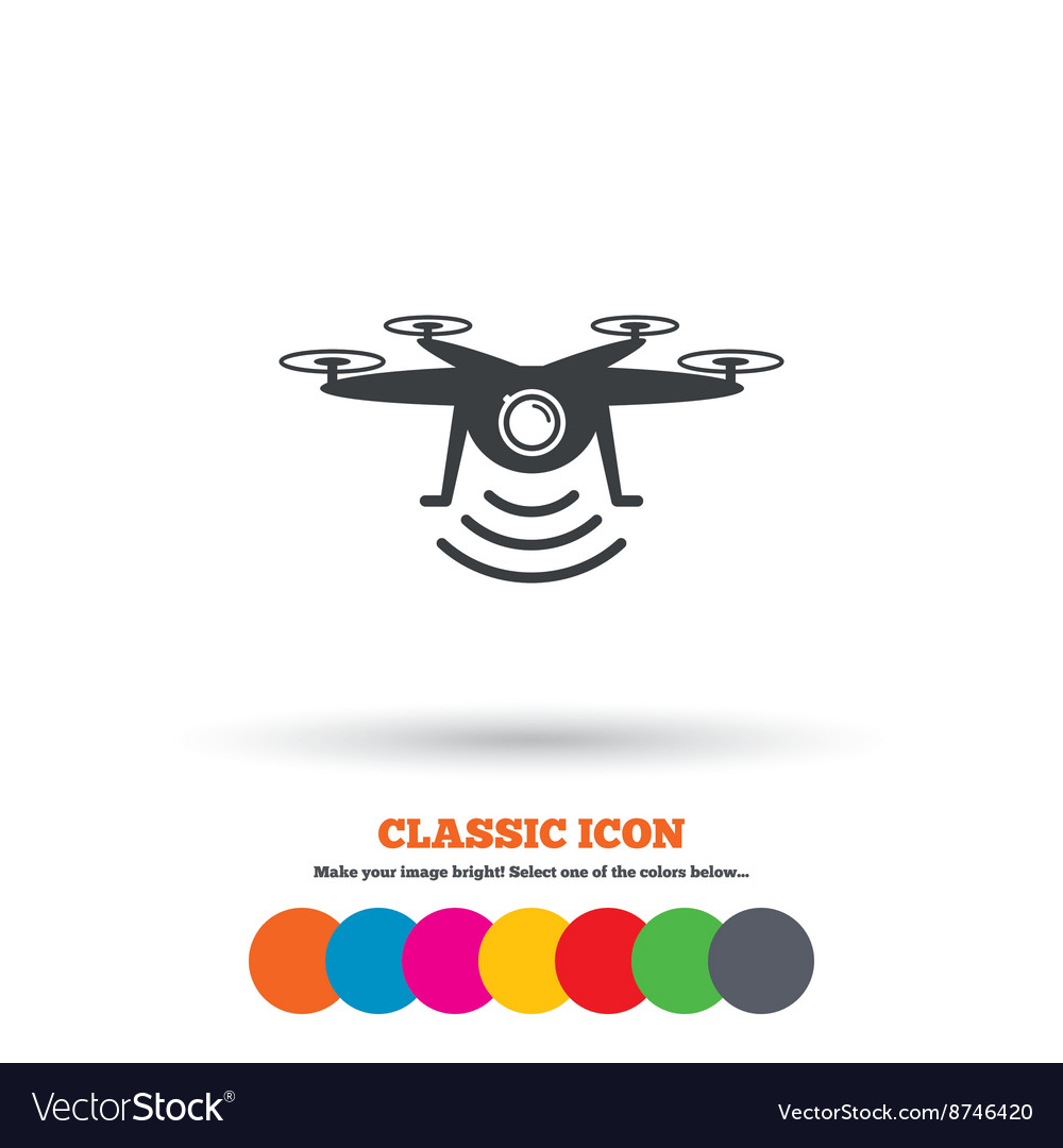 Drone icon quadrocopter with action camera