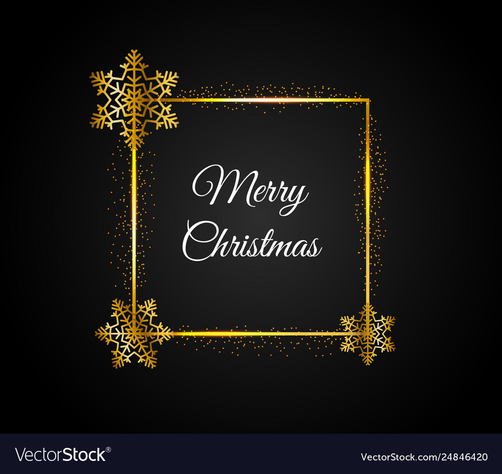 Golden rectangular frame with falling shiny vector image Golden rectangular frame with falling shiny