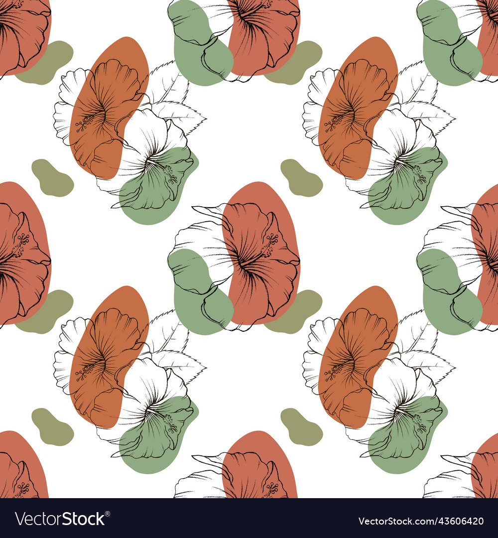 Hibiscus seamless pattern vector image Hibiscus seamless pattern