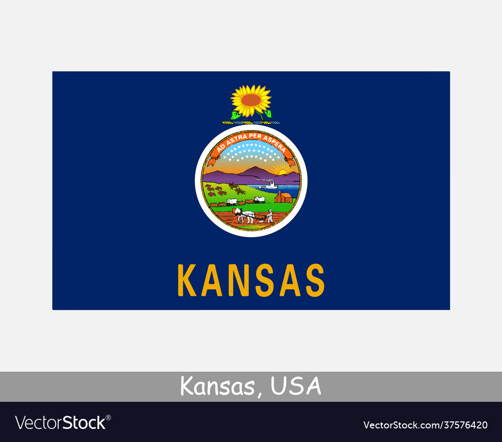 Kansas usa state flag ks usa Royalty Free Vector Image