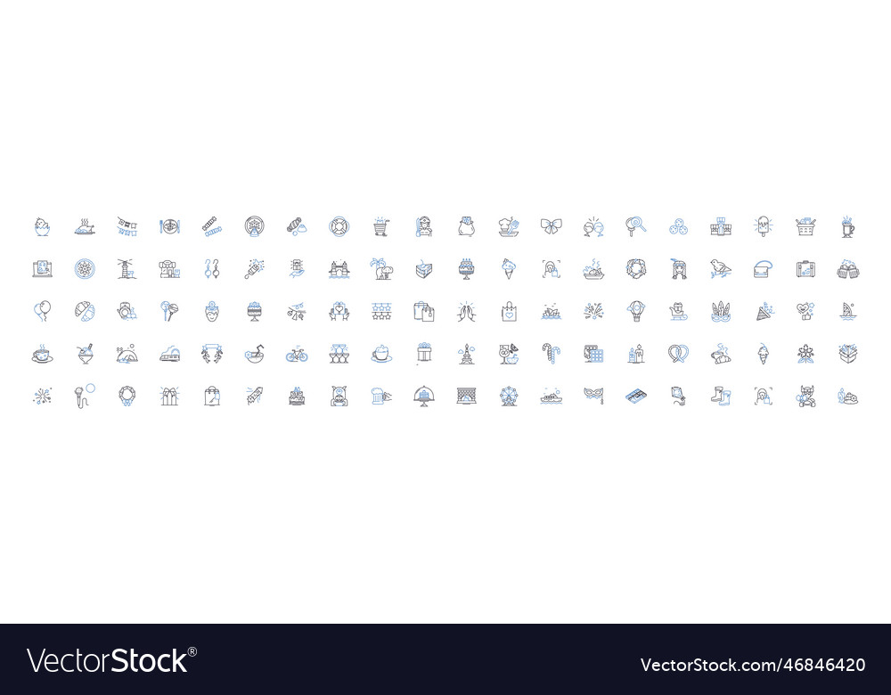 Natal day line icons collection celebration Vector Image