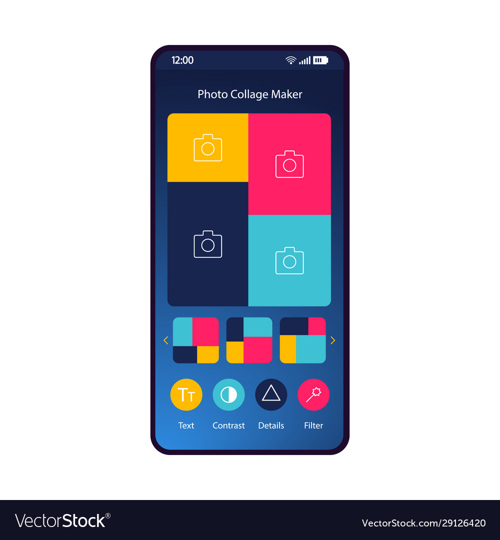 Photo collage maker smartphone interface template