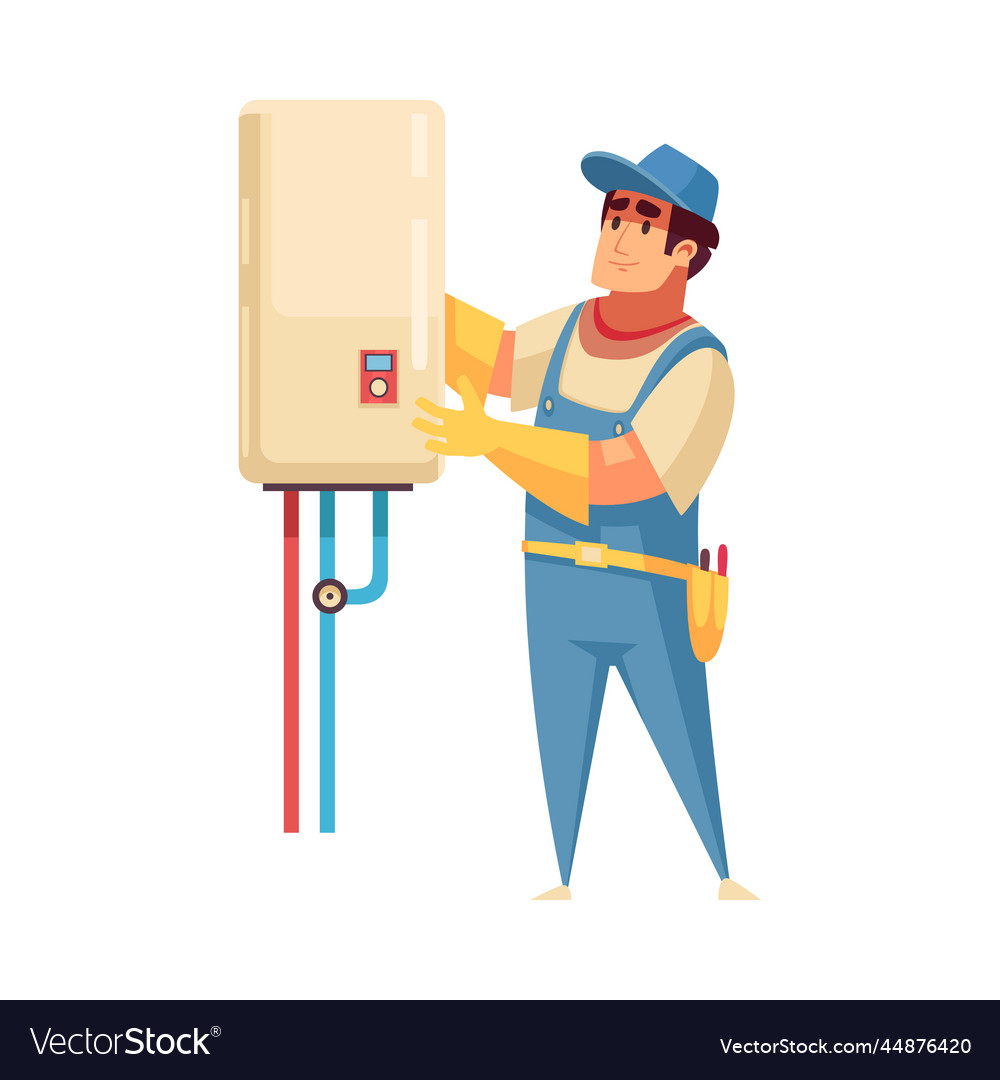 Plumber water heater composition Royalty Free Vector Image