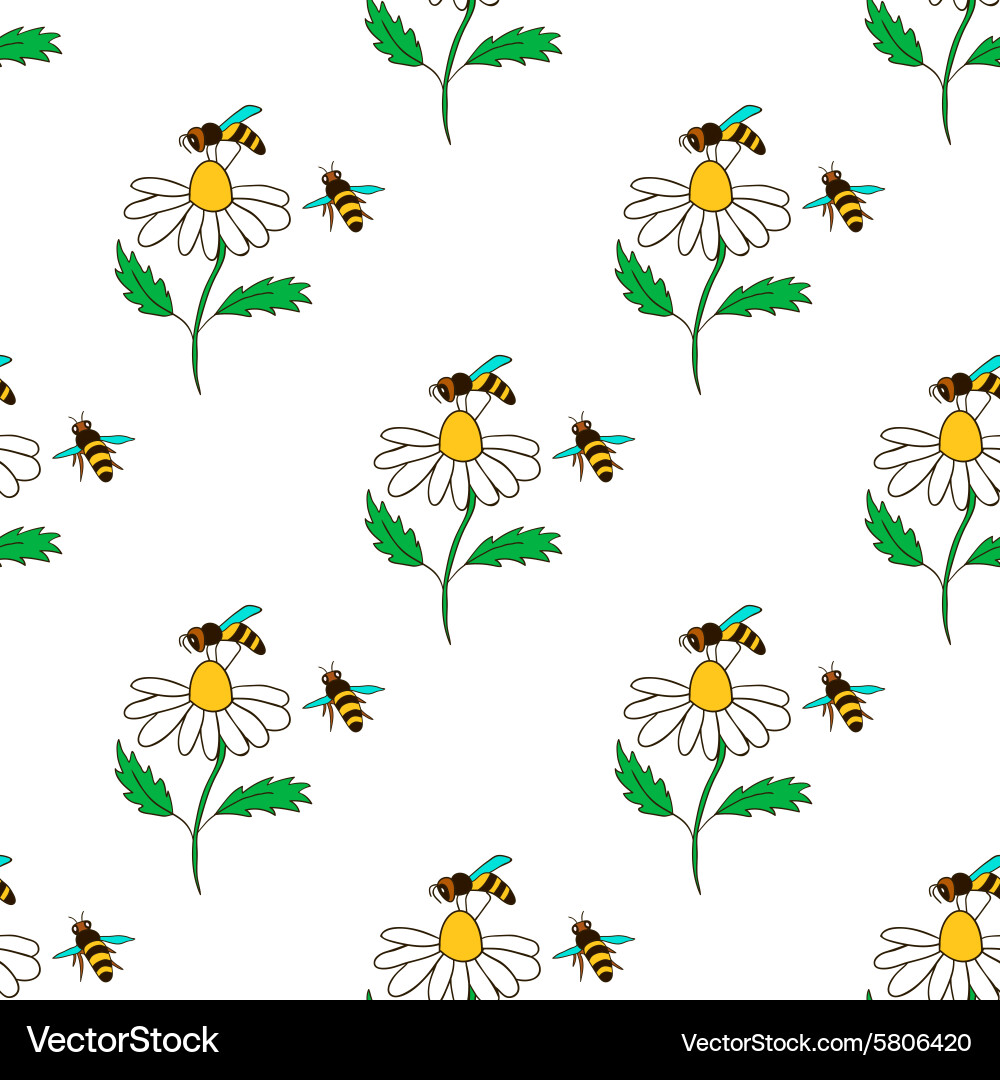 Seamless pattern with bee - 4 Royalty Free Vector Image