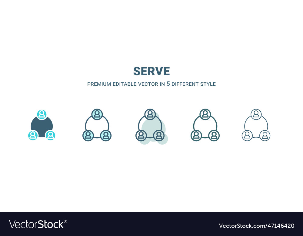 Serve icon in 5 different style outline filled