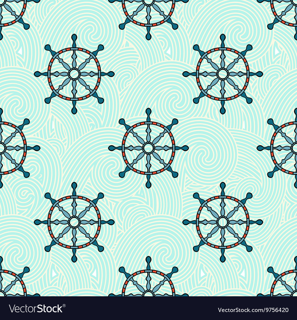 Ship helm seamless pattern