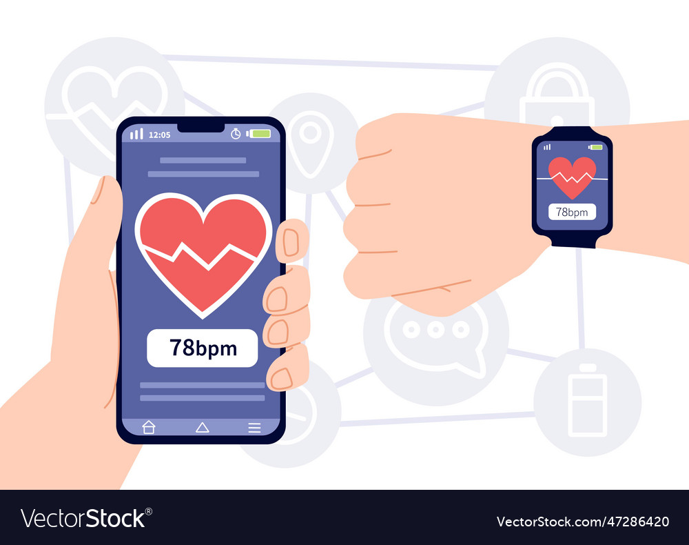 Watch measures heart rate Royalty Free Vector Image