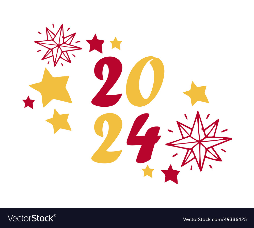 2024 happy new year holiday red and yellow Vector Image