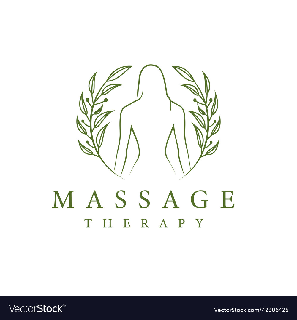 Back-facing female massage therapy logo Royalty Free Vector