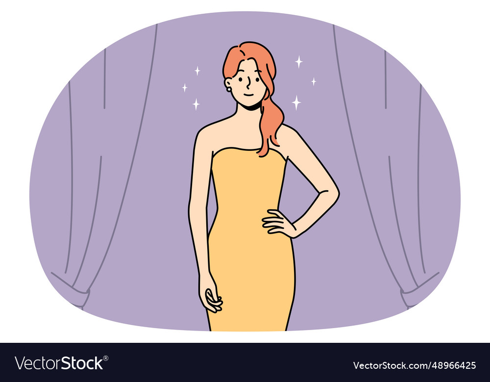 Beautiful young woman in dress on stage Royalty Free Vector