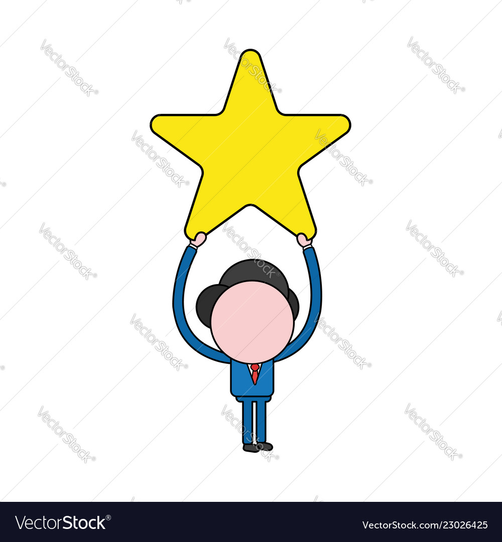 Businessman character holding up star color