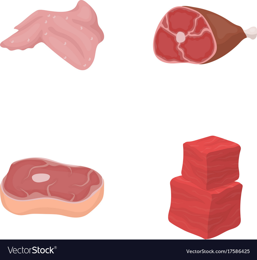 Chicken wings ham raw steak beef cubes meat