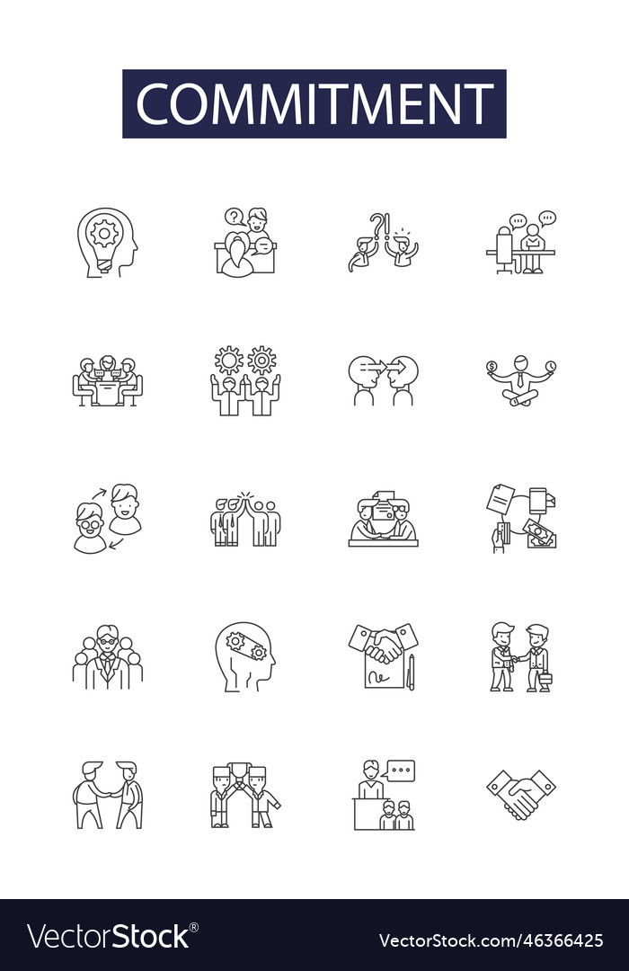 Commitment line icons and signs adherence Vector Image Commitment line icons and signs adherence