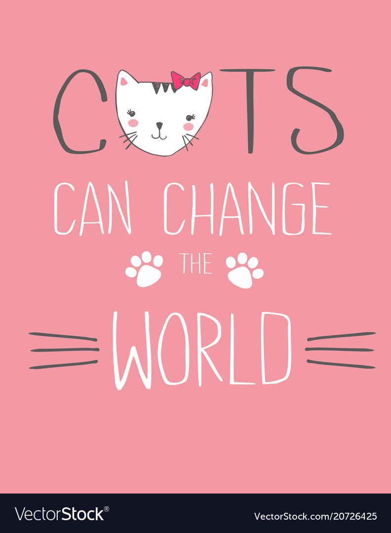 Composition with cute cat and font vector image Composition with cute cat and font