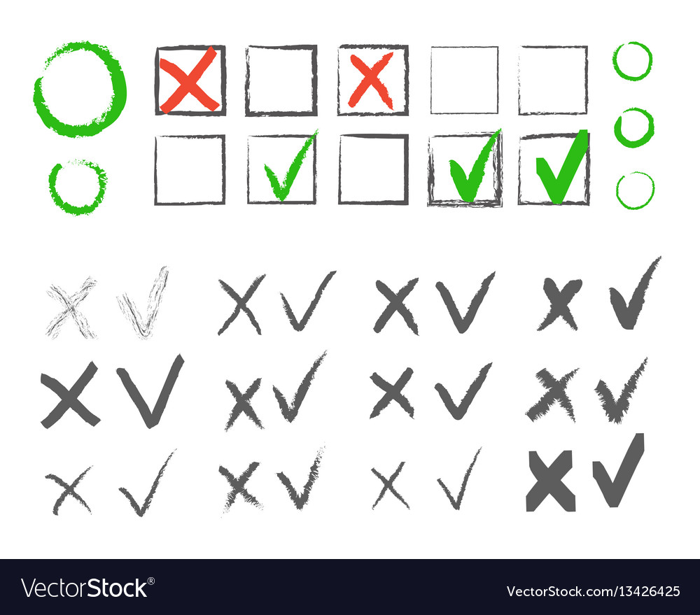 Cross Hook Icons Set - Approval & Rejection