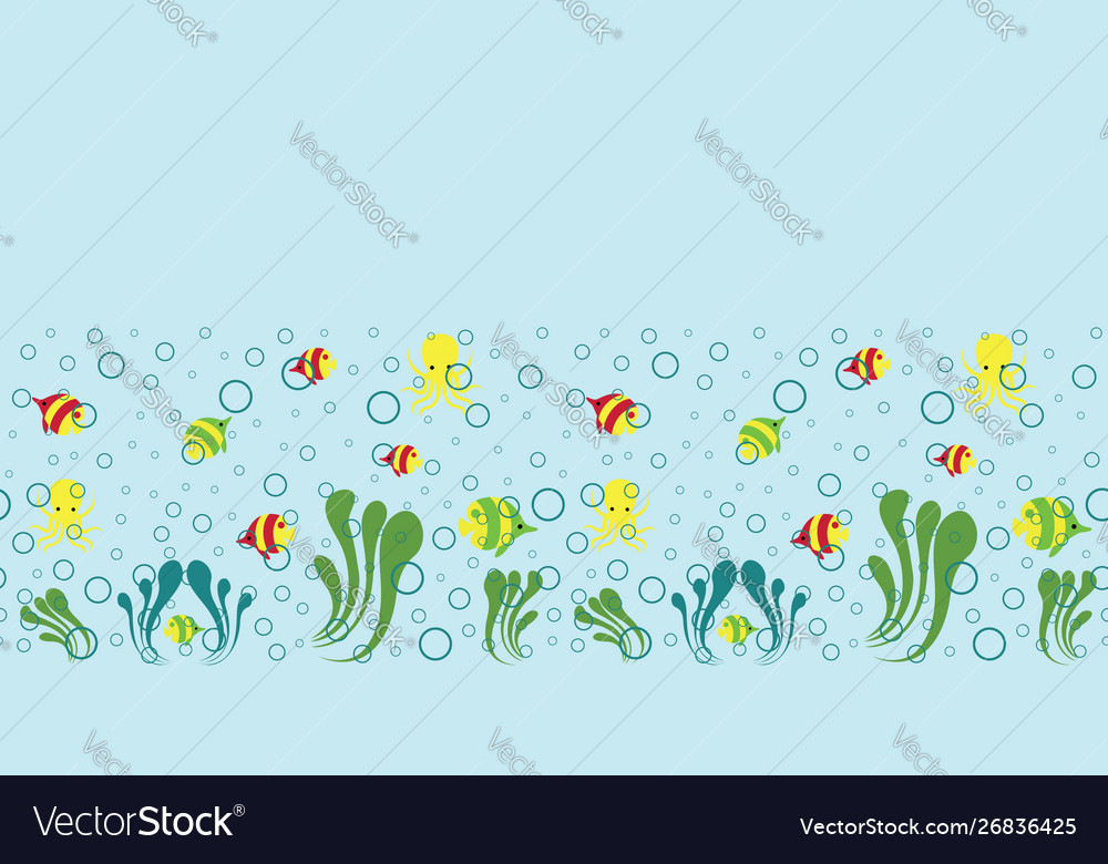 Deep blue sea wonder with bubbles border Vector Image