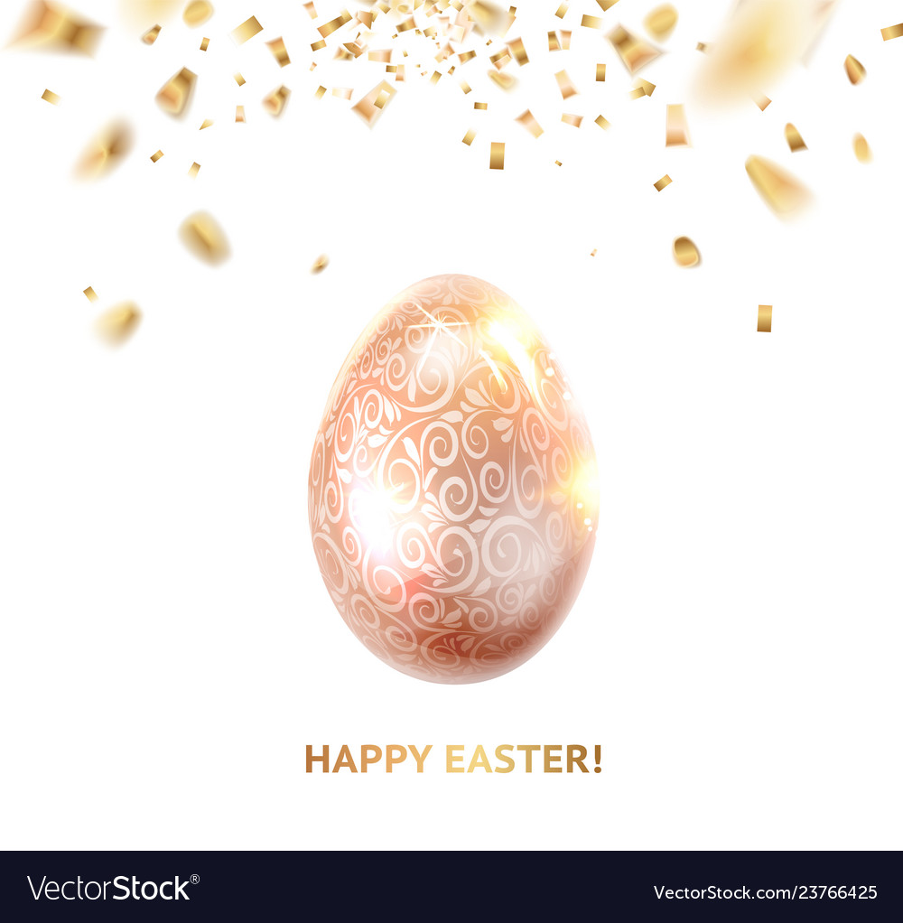 Easter egg with curves of ribbon confetti happy Vector Image