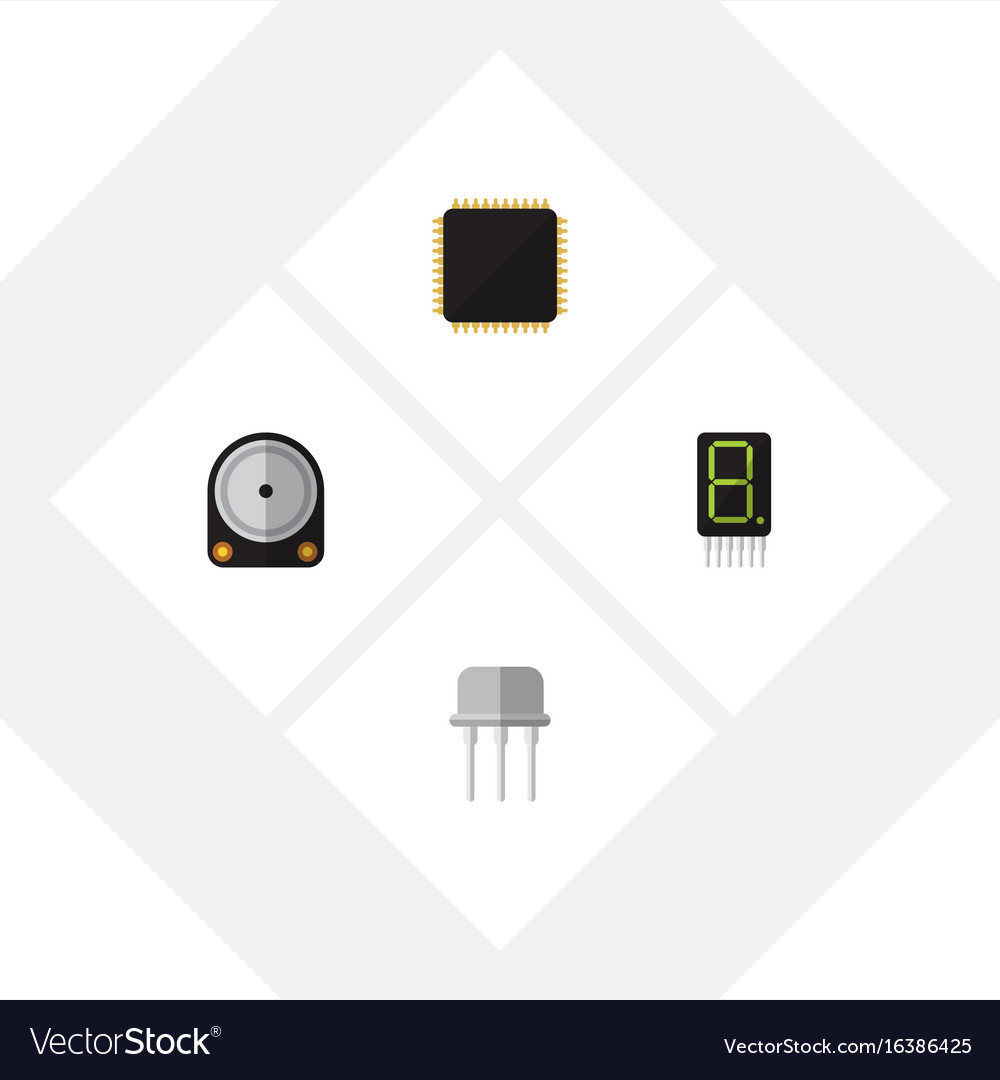 Flat icon technology set of cpu resist display