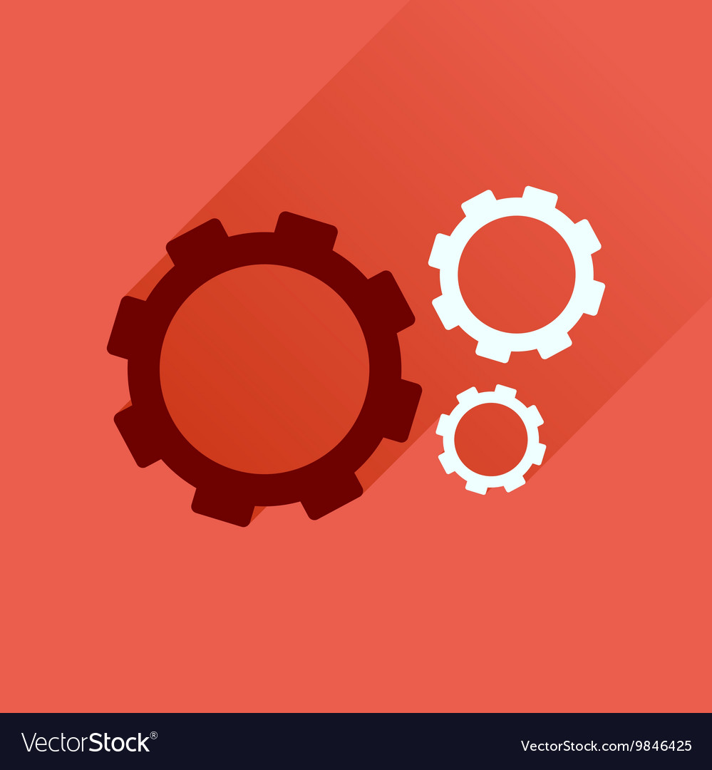 Flat icon with long shadow gears cogs