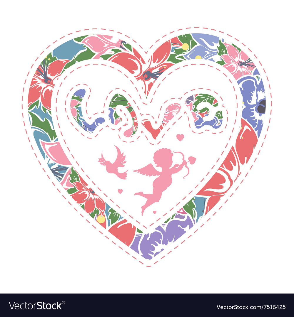 Floral frame in shape of heart