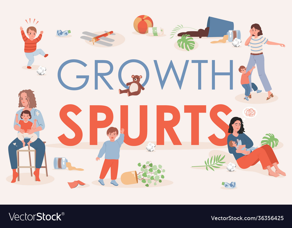 Growth spurts flat poster design tired Royalty Free Vector